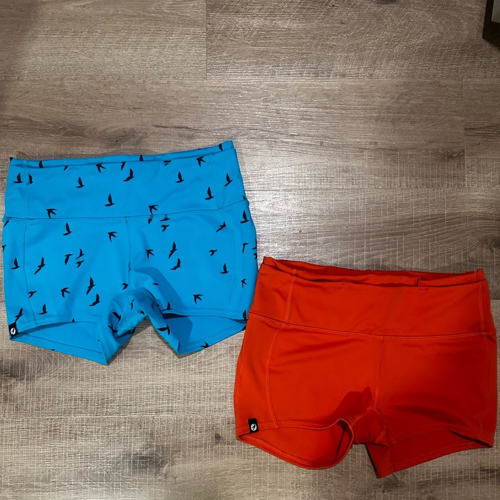 Oiselle Blue and Orange Athletic Shorts